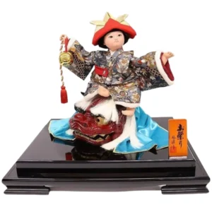 日本人形【お祭り】　カラスケース付き　五月人形